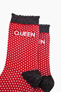 QUEEN Shimmer Socks Red