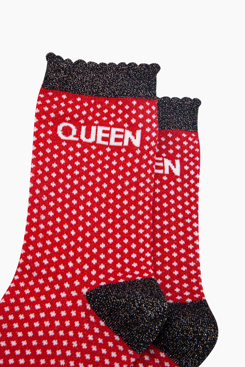 QUEEN Shimmer Socks Red