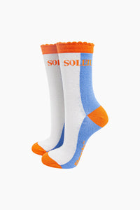 SOLEIL Shimmer Socks Orange/Blue/Silver