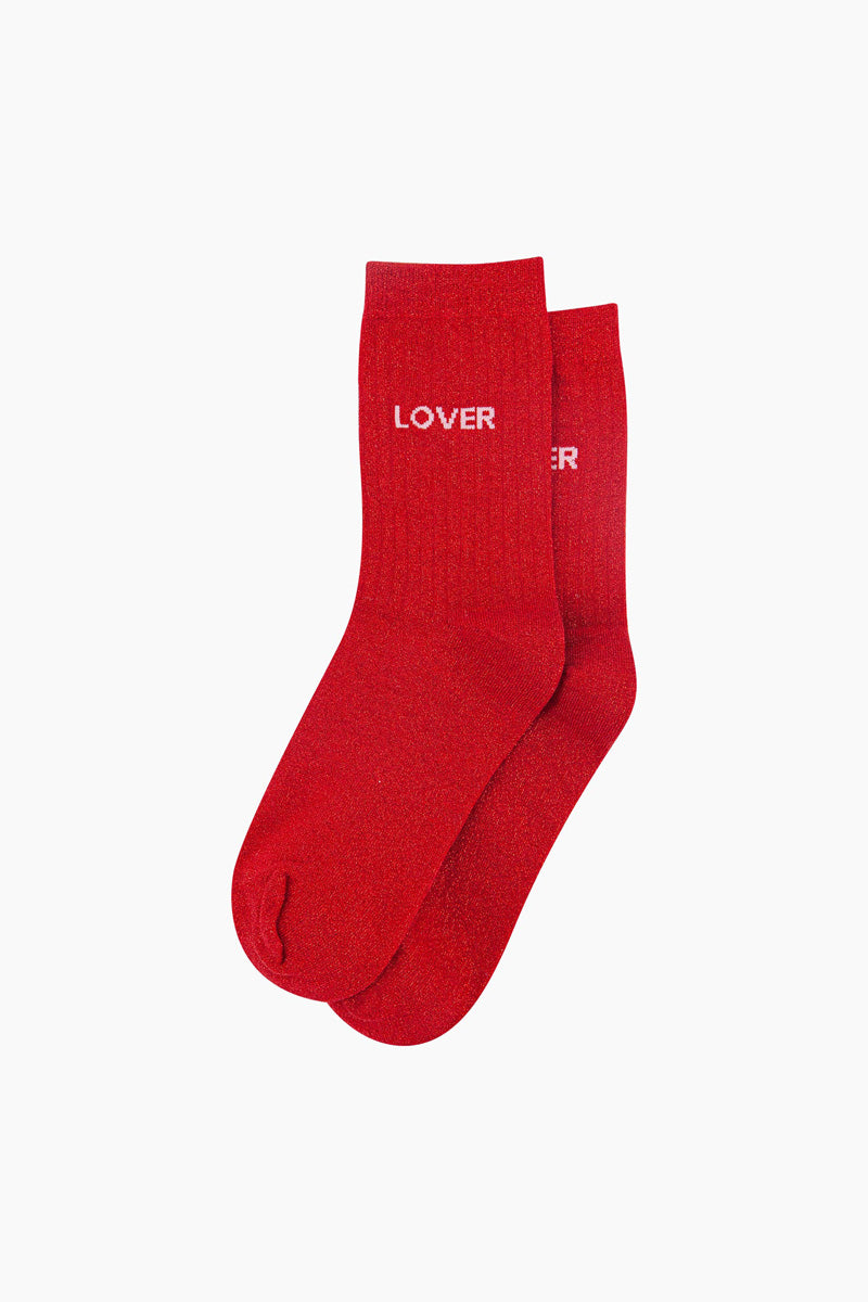 LOVER Shimmer Socks Red