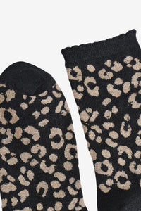 Animal Print Shimmer Socks Black/Gold