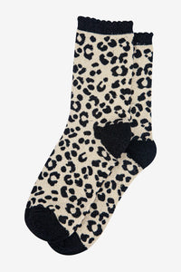 Animal Print Shimmer Socks Champagne/Black