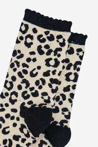 Animal Print Shimmer Socks Champagne/Black