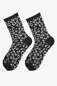 Animal Print Shimmer Socks Black/Grey
