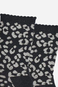 Animal Print Shimmer Socks Black/Grey