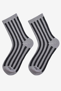 Sienna Striped Shimmer Socks Grey/Black