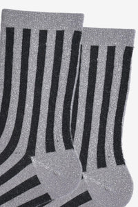 Sienna Striped Shimmer Socks Grey/Black