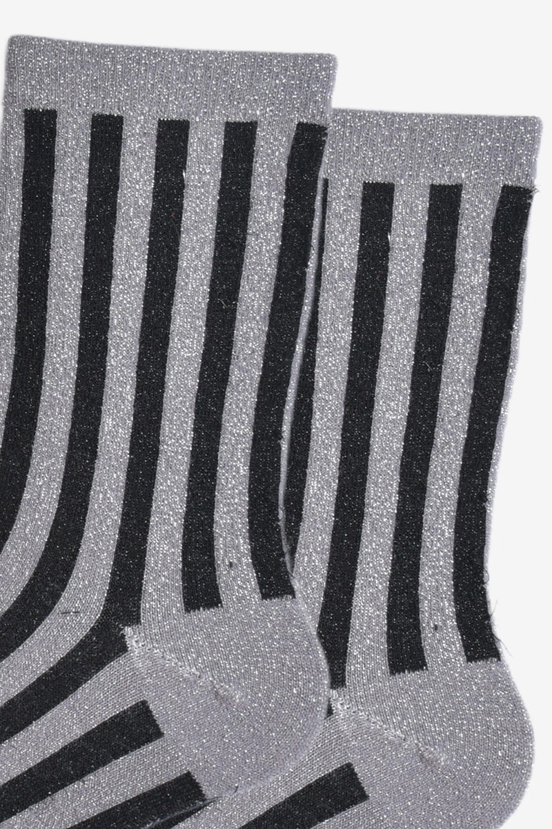 Sienna Striped Shimmer Socks Grey/Black