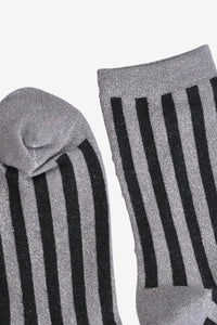 Sienna Striped Shimmer Socks Grey/Black