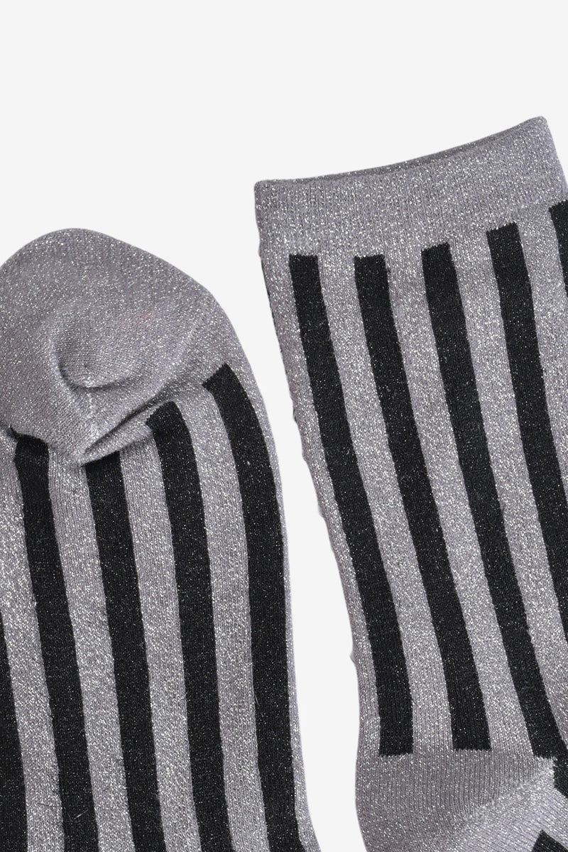 Sienna Striped Shimmer Socks Grey/Black