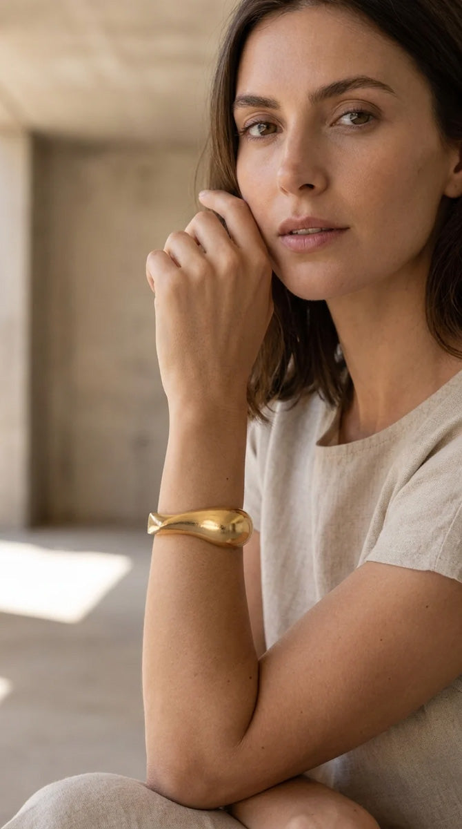Fletcher Statement Cuff Bangle Antique Gold