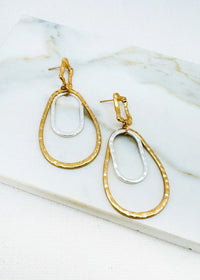 Mia Hammered Drop Earrings-Gold/Silver