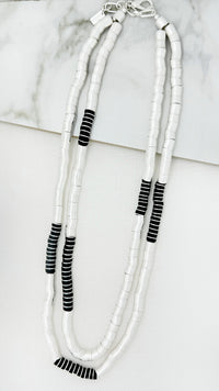 Double Strand Statement Necklace Silver/Black