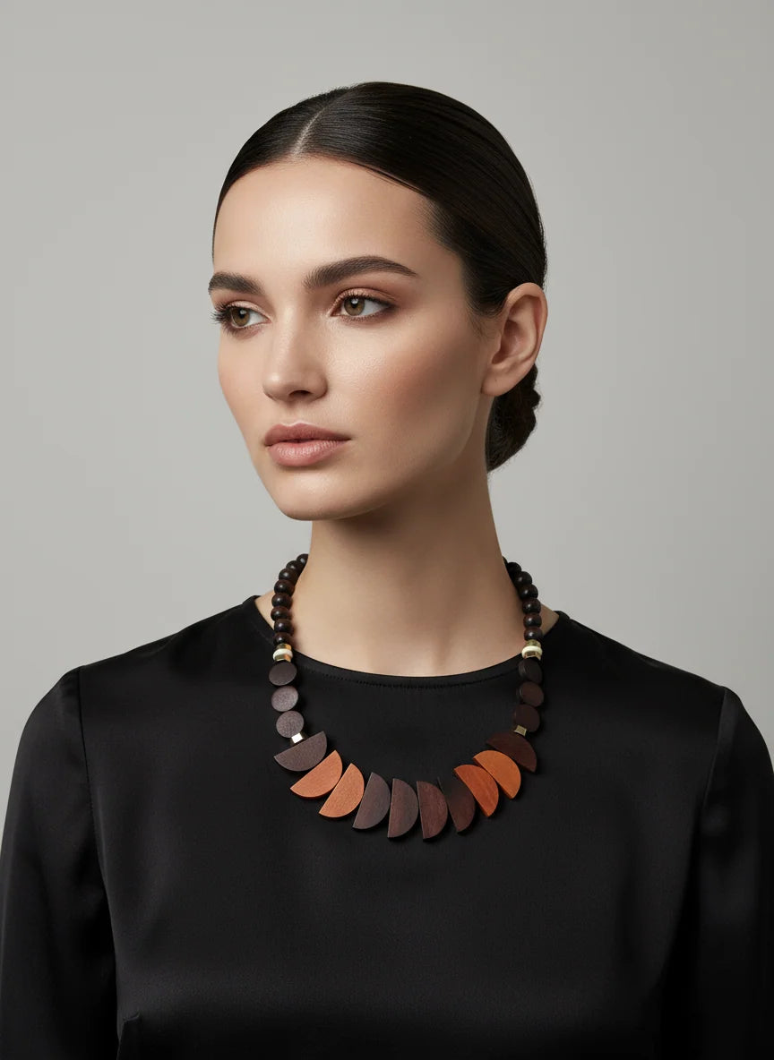 GIST Wooden Necklace Chocolate/Orange