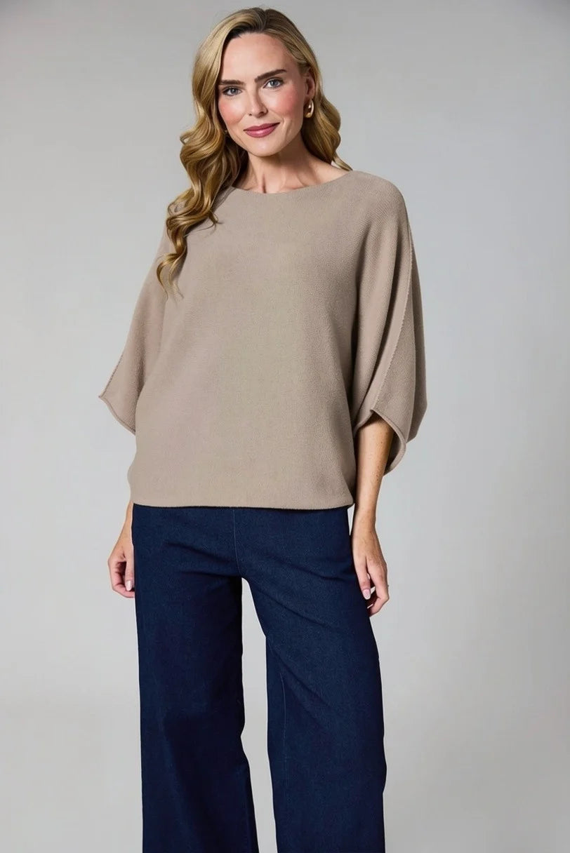 DECK Box Sleeve Sweater Taupe