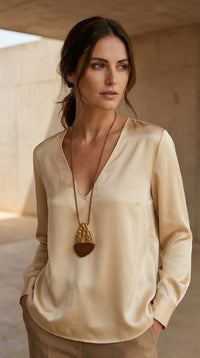 Della Long Necklace Gold/Mocha