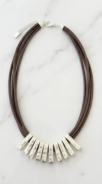 Tia Statement Necklace-Mocha/Silver