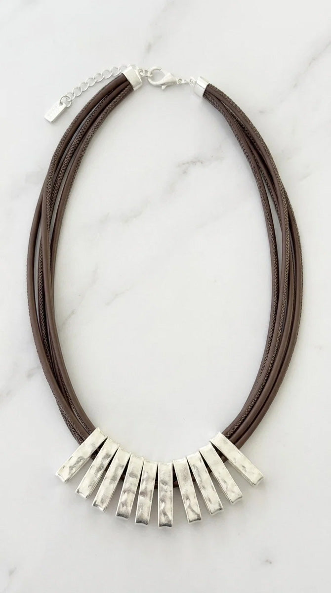 Tia Statement Necklace-Mocha/Silver
