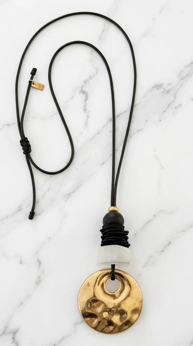 Saskia Pendant Necklace Black/Gold