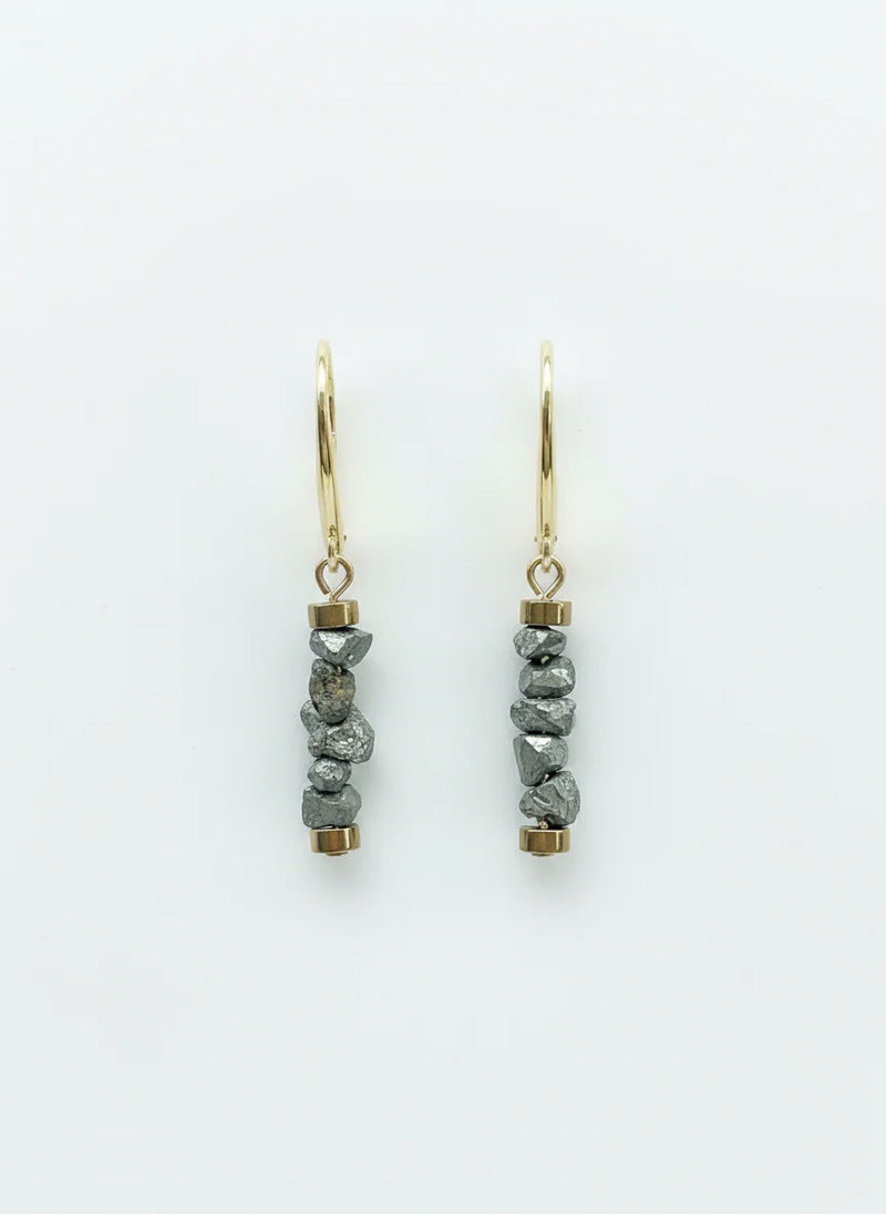 GIST Hematite & Gemstone Nugget Drop Earrings Grey