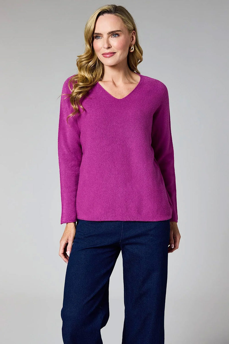 DECK V Neck Sweater Magenta