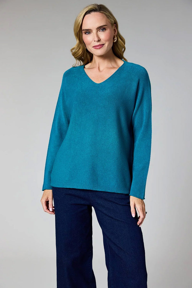 DECK V Neck Sweater Teal