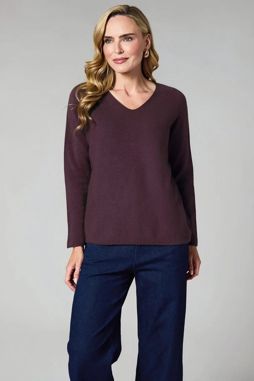 DECK V Neck Sweater Mulberry