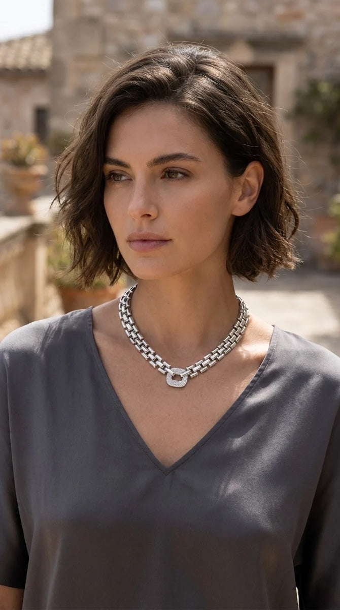 Statement Collar Necklace Silver