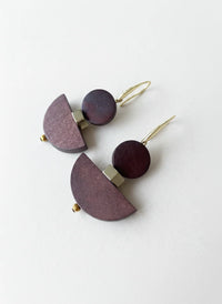 GIST Painted Wood & Hematite Drop Earrings Cocoa/Gold