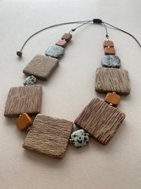 GIST Dalmatian/Jasper/Wood Necklace