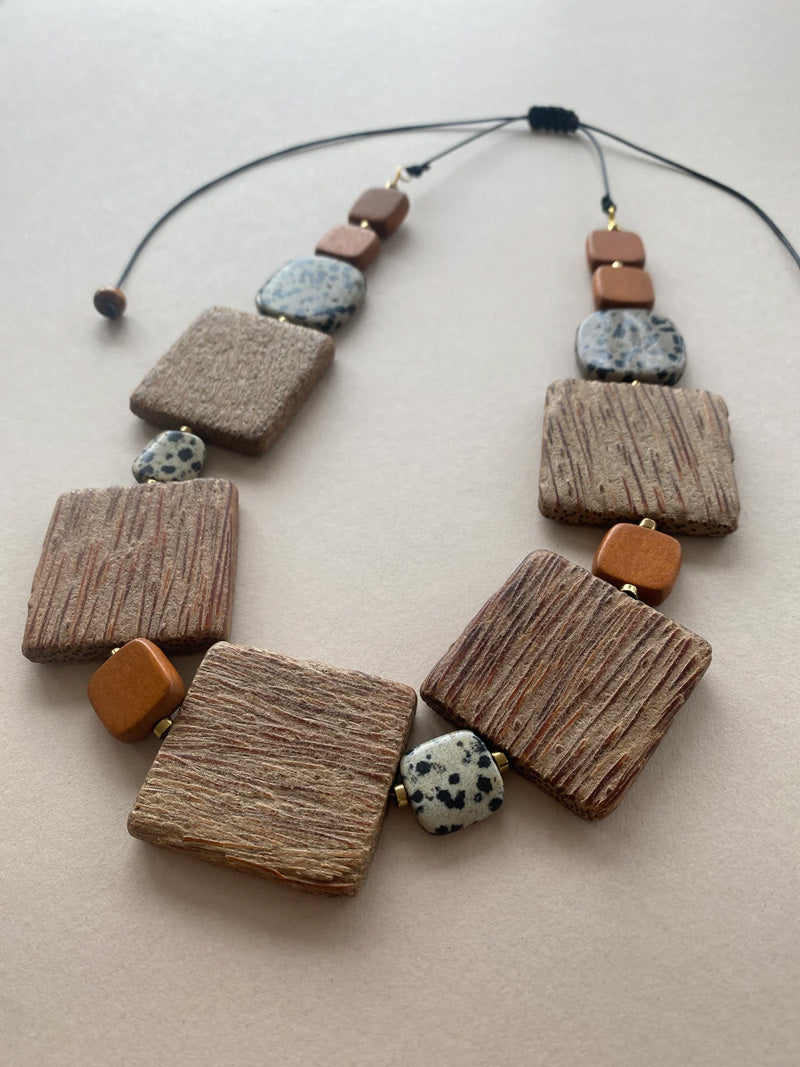 GIST Dalmatian/Jasper/Wood Necklace