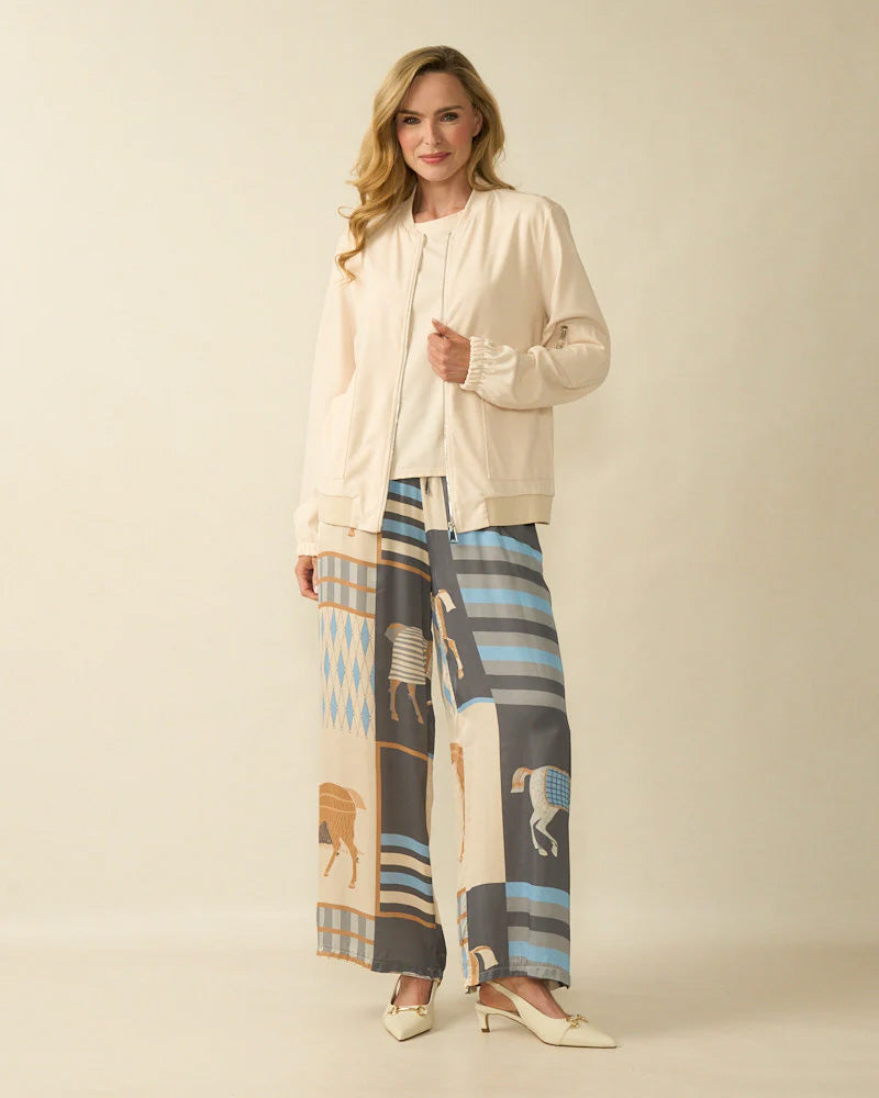 Horse Print Loose Trousers Blue