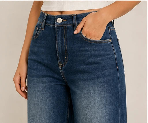 PINNS Wide Leg Turn Up Jeans Dark Denim