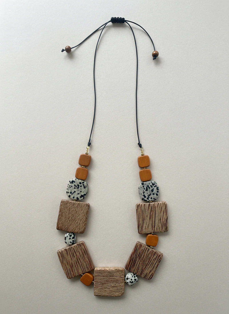 GIST Dalmatian/Jasper/Wood Necklace