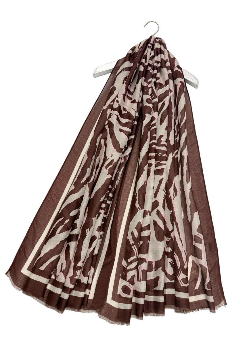 Graphic Fashion Print Scarf Brown