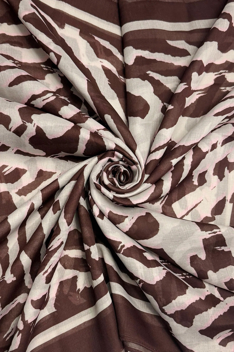 Graphic Fashion Print Scarf Brown