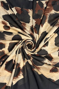 Leopard Print Scarf with Border Black/Camel