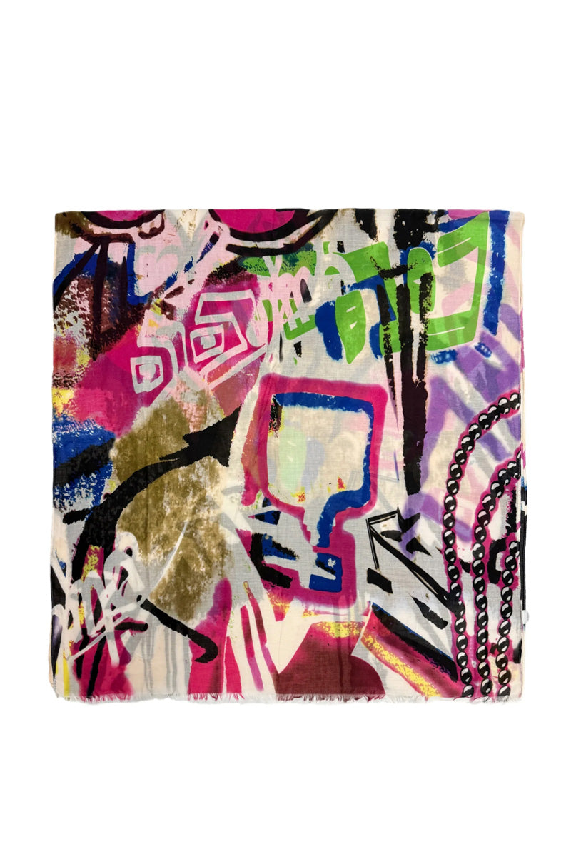 Graffiti Print Scarf Multi