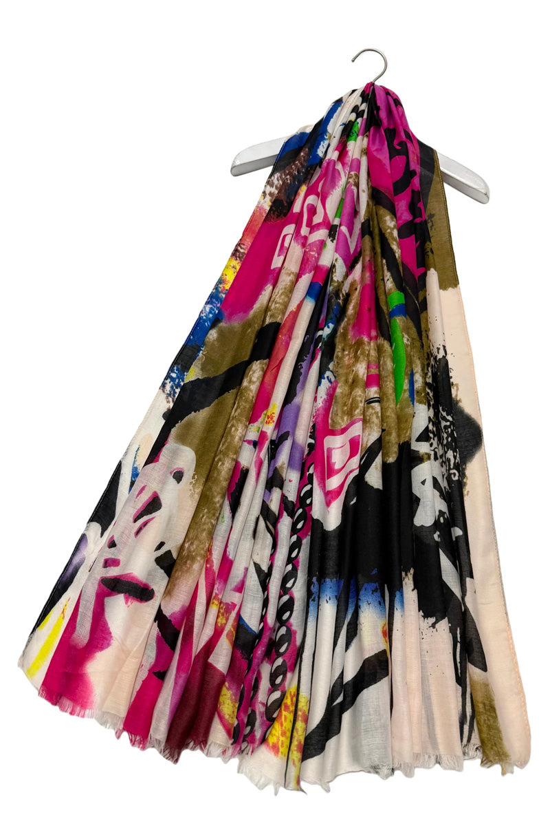 Graffiti Print Scarf Multi