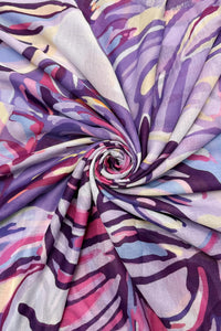 Vibrant Palm Leaf Print Scarf Purple