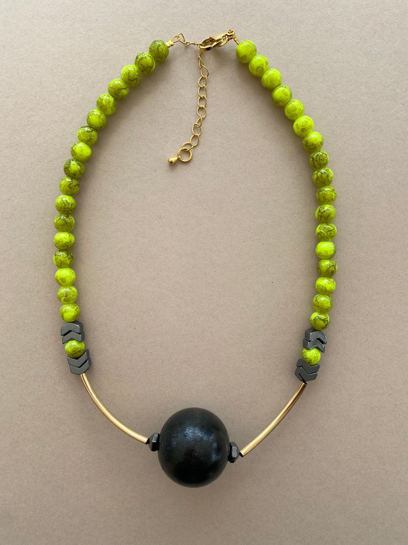 GIST Statement Necklace Lime Green/Black