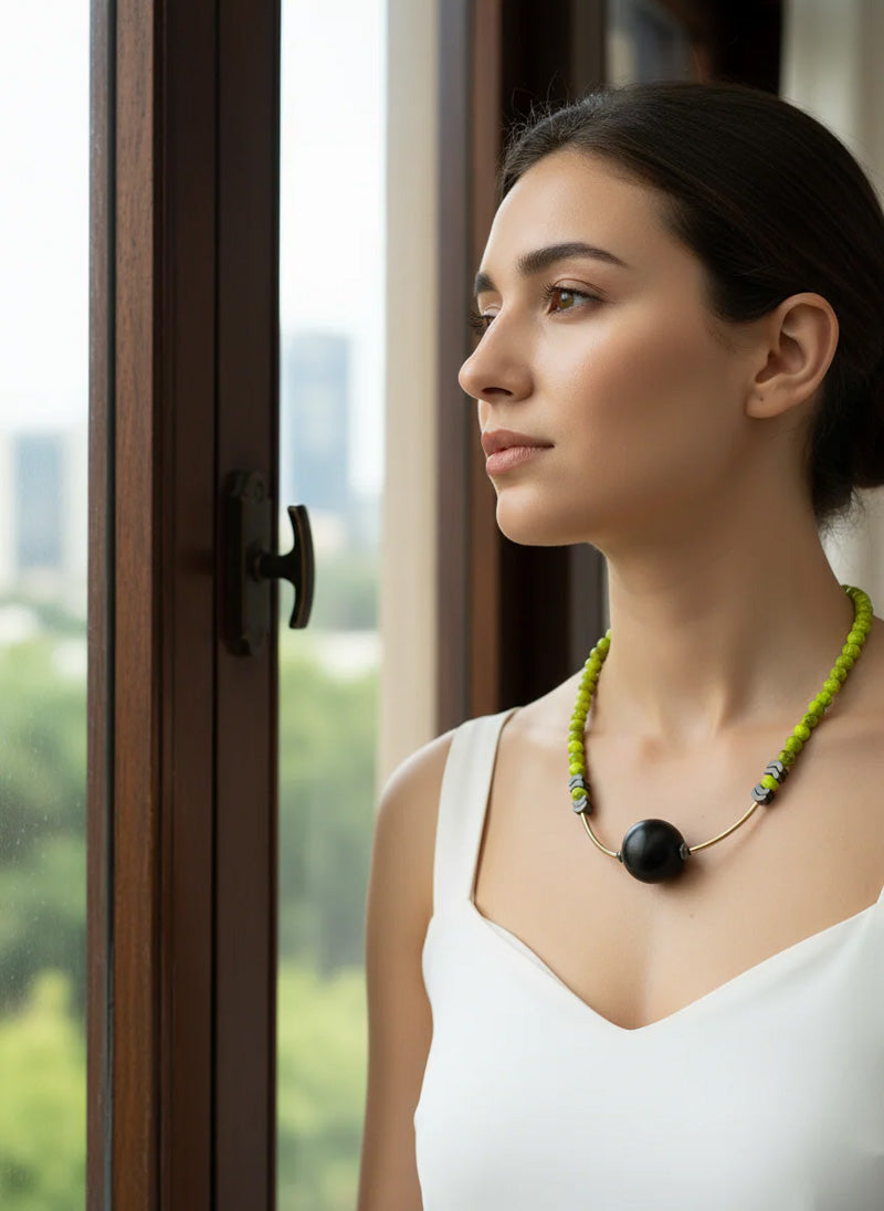 GIST Statement Necklace Lime Green/Black