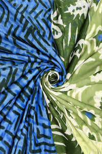 Aztec Paisley Floral Print Scarf Blue/Green