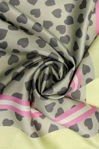 Love Heart Print Necktie Scarf Lime/Pink