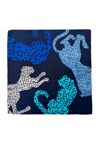 Esmie Leopard Print Square Necktie Blue