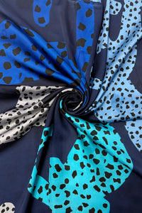 Esmie Leopard Print Square Necktie Blue
