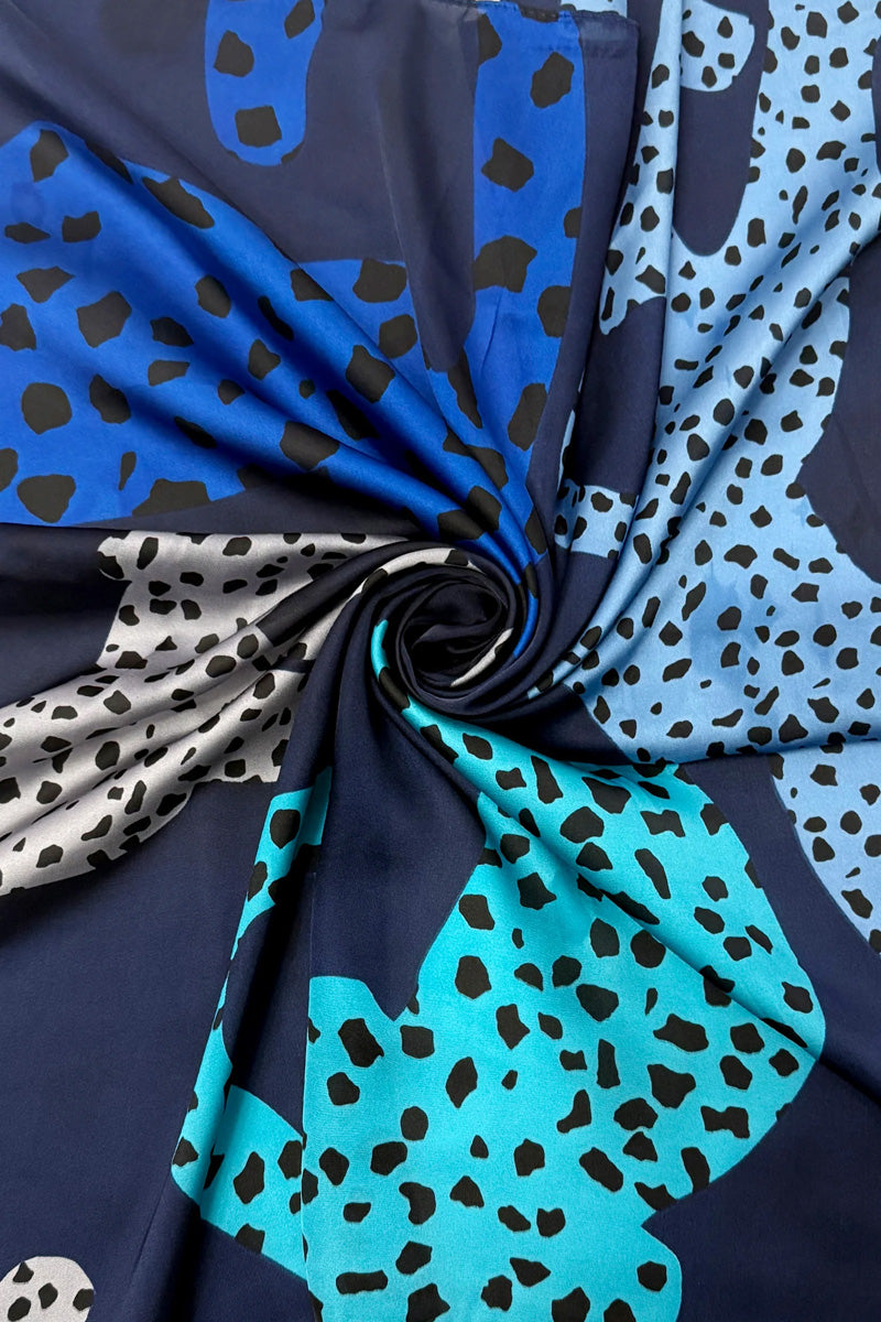Esmie Leopard Print Square Necktie Blue