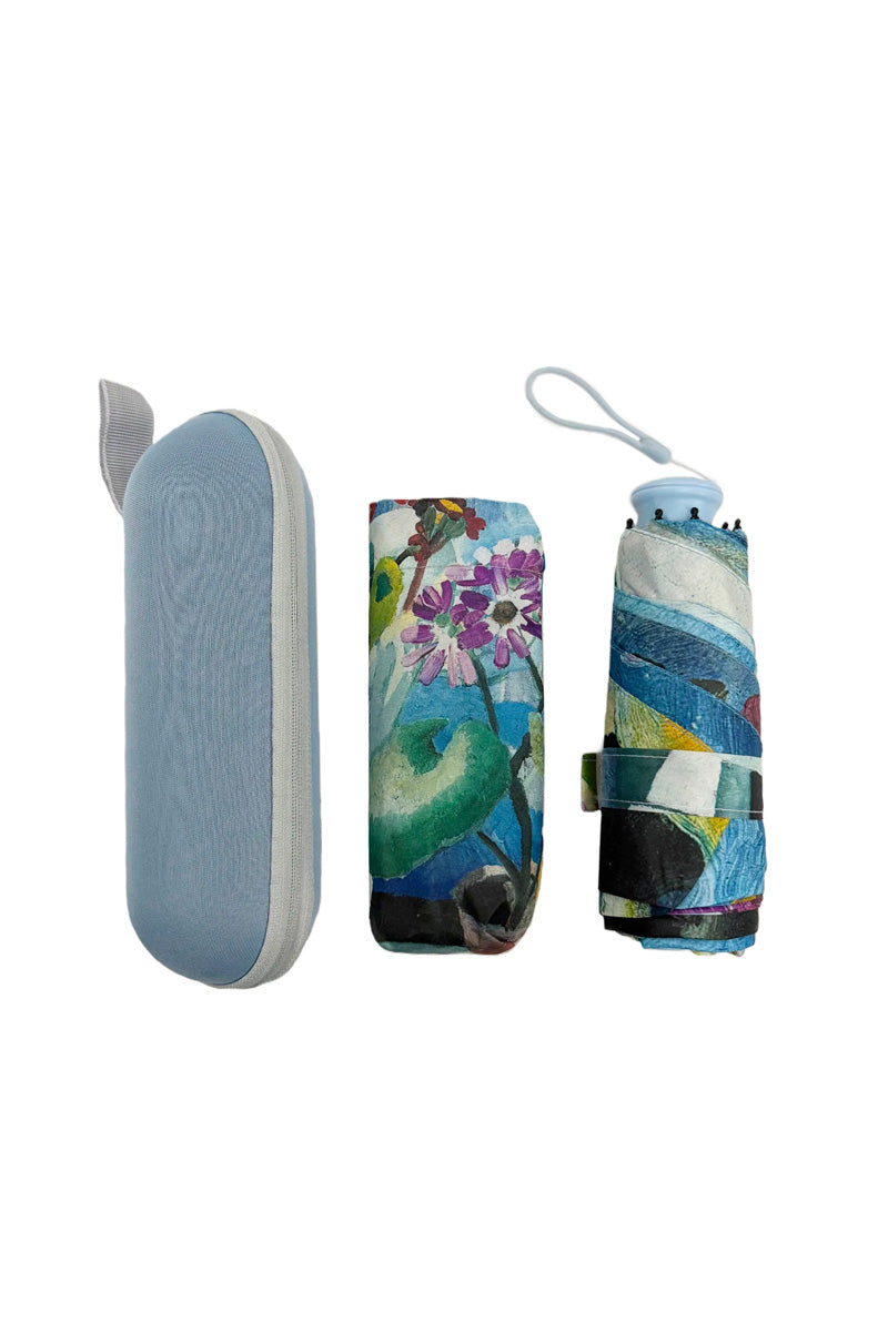 Floral Plant Painting Mini Umbrella With Travel Case