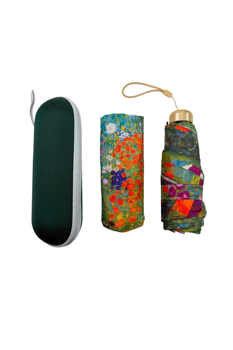 Gustav Klimt Flower Garden Mini Umbrella With Travel Case