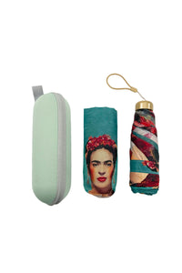 Frida Kahlo Mini Umbrella With Travel Case Mint Green